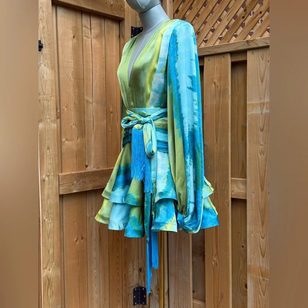 🆕 BRONX & BANCO 🧿 NWOT Bedouin Coastal Mini Dress, Blue Multi - Sz XS US 2